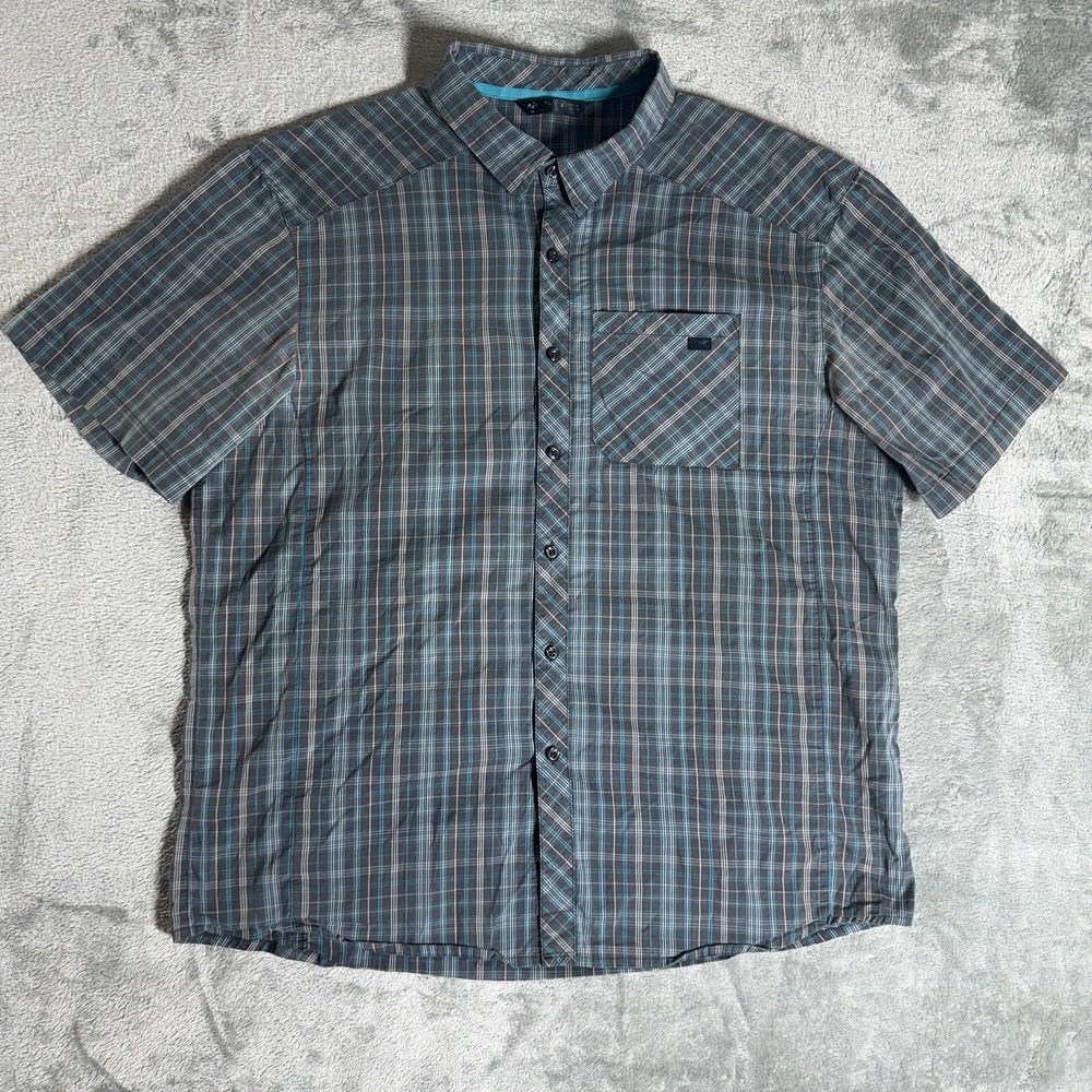 Arc'teryx Men's Button Up Short Sleeve Shirt Size XL Plaid Gray Blue